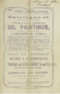 Catalogue of a very valuable collection of high-class modern oil paintings imported by and consigned to A. d'Huyvetter