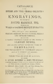 Catalogue of the entire and very choice collection of engravings, property of Joseph Maberly