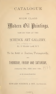 Catalogue of High Class Modern Oil Paintings, sold by Edward Schenck & Son