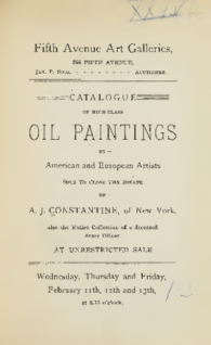 Catalogue of high-class American and European Artists, sold by Jas. P. Silo