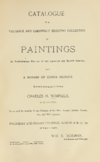 Catalogue of a valuable and carefully selescted Collection of Paintings by distinguished masters of the American and French schools, belonging to the late Charles H. Winfiled