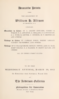 Decorative Prints, from the collection of William H. Allison of Brooklyn, N. Y