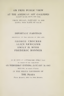 Illustrated catalogue of Paintings, belonging to George Crocker, Alice Newcomb, Etc., sold by Mr. Thomas E. Kirby