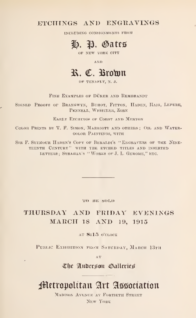 Etchings and Engravings, including consignments from H. P. Gates and R. C. Brown of Tenafly, N. J