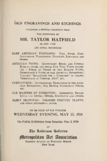 Old Engravings and Etchings, including a further selection from the portfolios of Mr. Taylor Hatfield and other collectors
