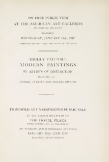 Illustrated catalogue of Highly Valuable Modern Paintings by artists of distinction