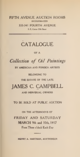Catalogue of a Collection of Oil Paintings, belonging to the estate of J. C. Campbell and individual owners