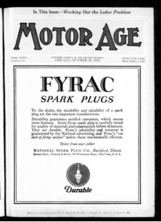 Motor Age Motor Car Automotive Magazine Vol. 36 No. 18 Oct. 1919