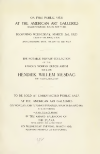 Illustrated catalogue of Paintings, Water Colors, Pastels, Drawing and Etchings and Studio Effects of Henrik Willem Mesdag