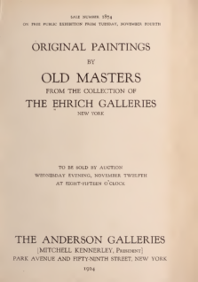 Original Paintings by Old Masters from the collection of The Ehrich Galleries, New York