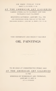 Very important and highly valuable Oil Paintings by celebrated foreign and American masters