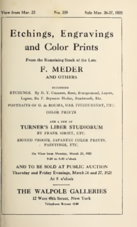 Etchings, engravings, and color prints from the remaining stock of the late F. Meder and others