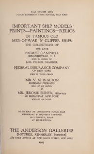 Important ship models, prints, paintings, relics of famous old men-of-war & clipper ships