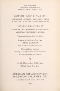 Superb paintings by Lawrence, Corot, Henner, Ziem, Schreyer, Boucher, etc.