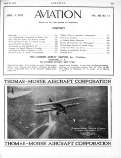 Aviation and Aircraft Journal, Vol. XII, No. 15, April 10th 1922