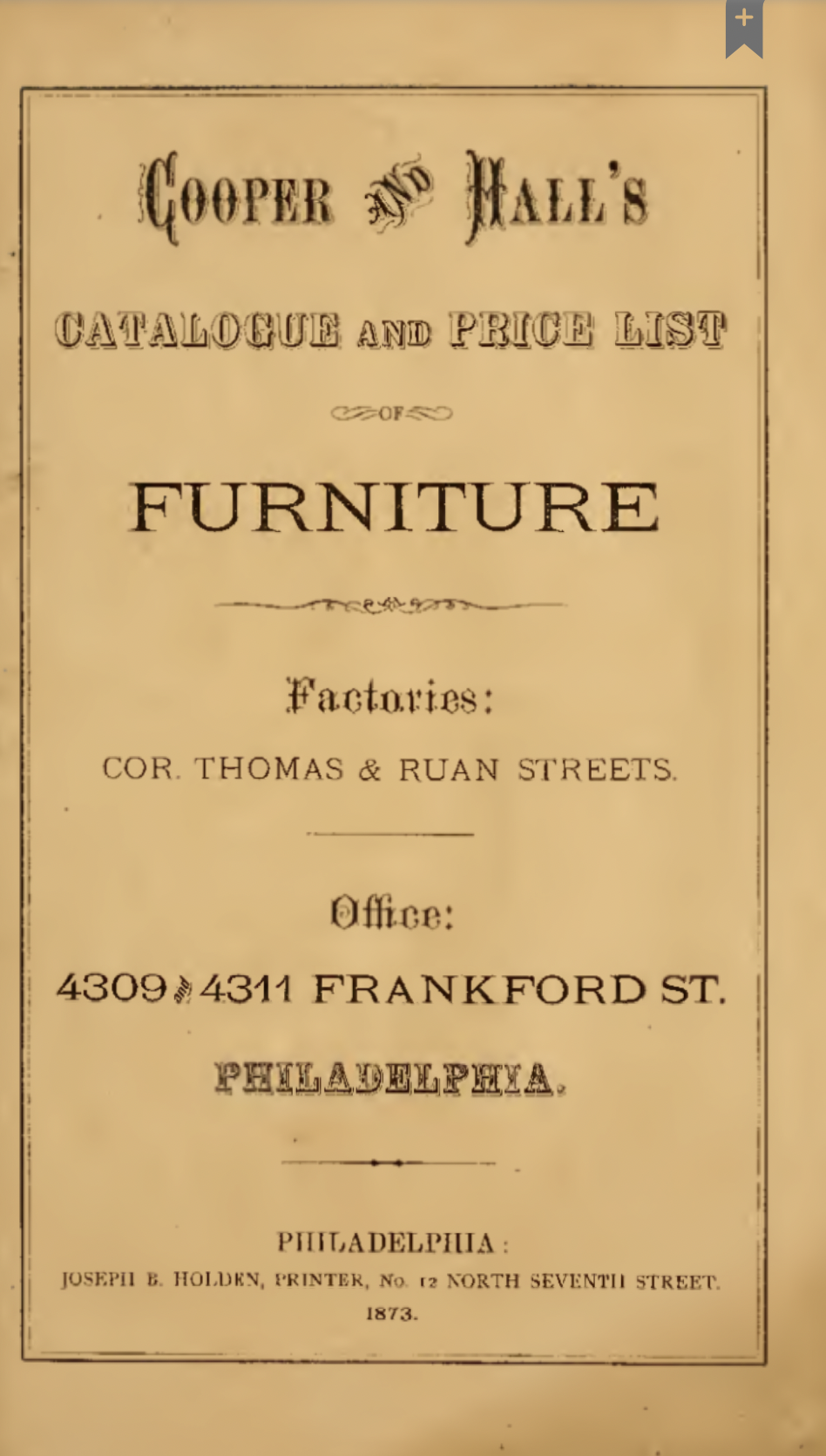 Cooper & Halls Furniture 1873